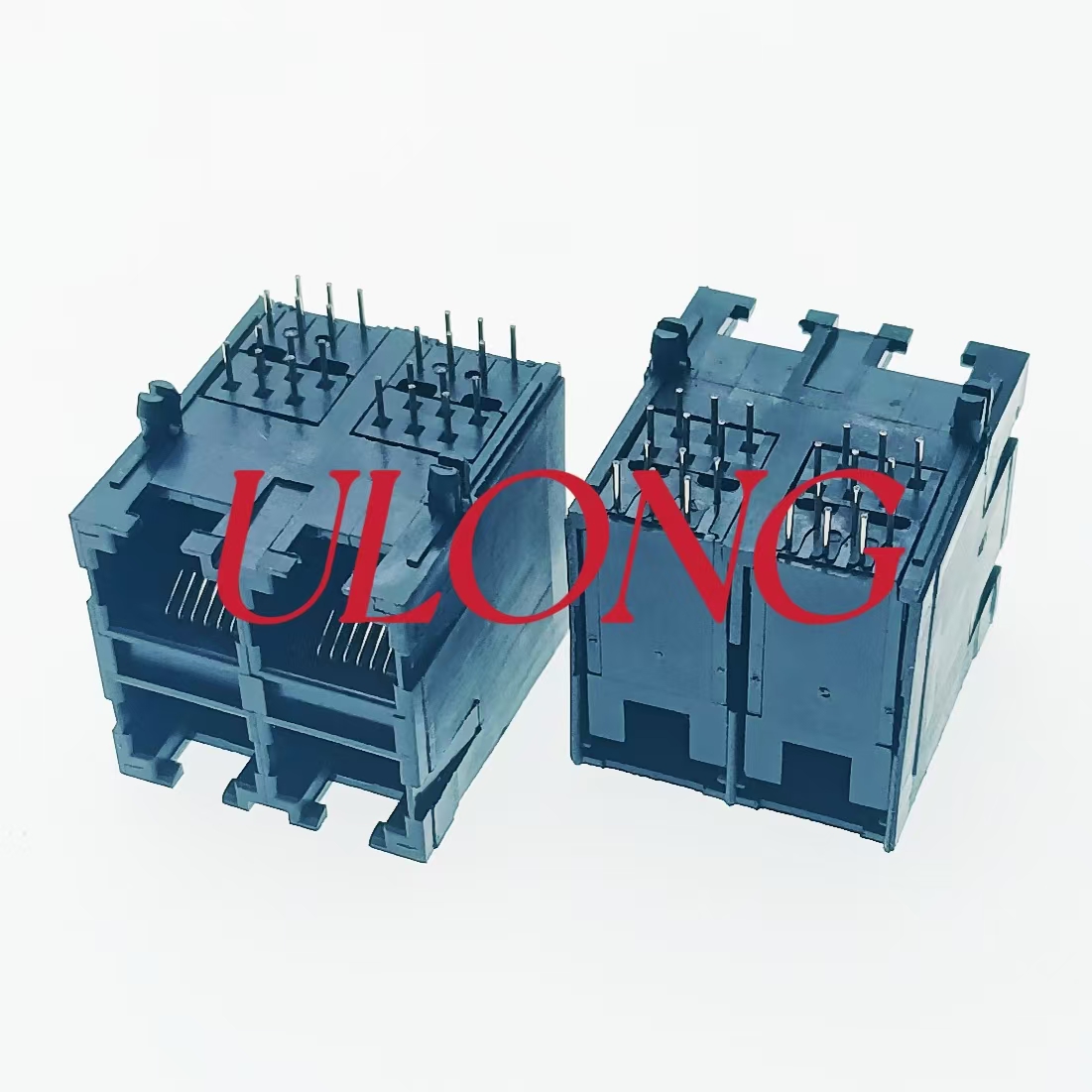 双层RJ12-2X2-6P6C电话连接器全塑