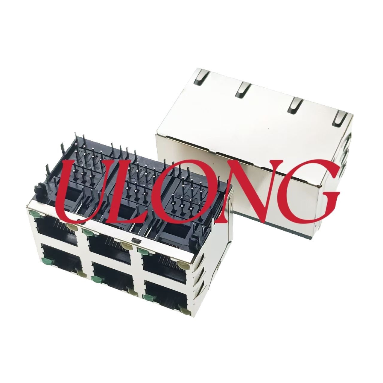 双层RJ45连接器网口插座2X3带灯带弹左黄右绿-深圳市友隆电子连接器有限公司