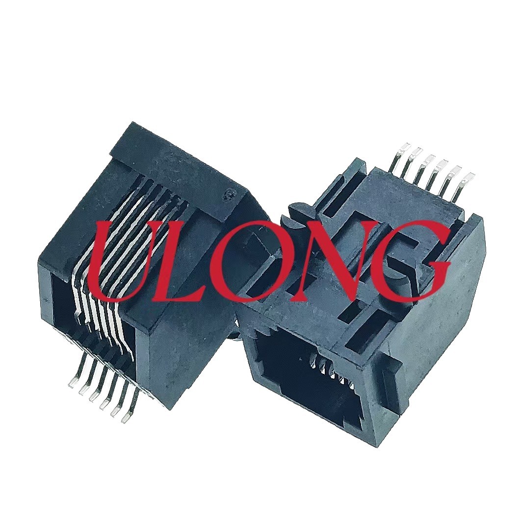 RJ11连接器5722-6P6C扁针斜体18.3MM  带耳