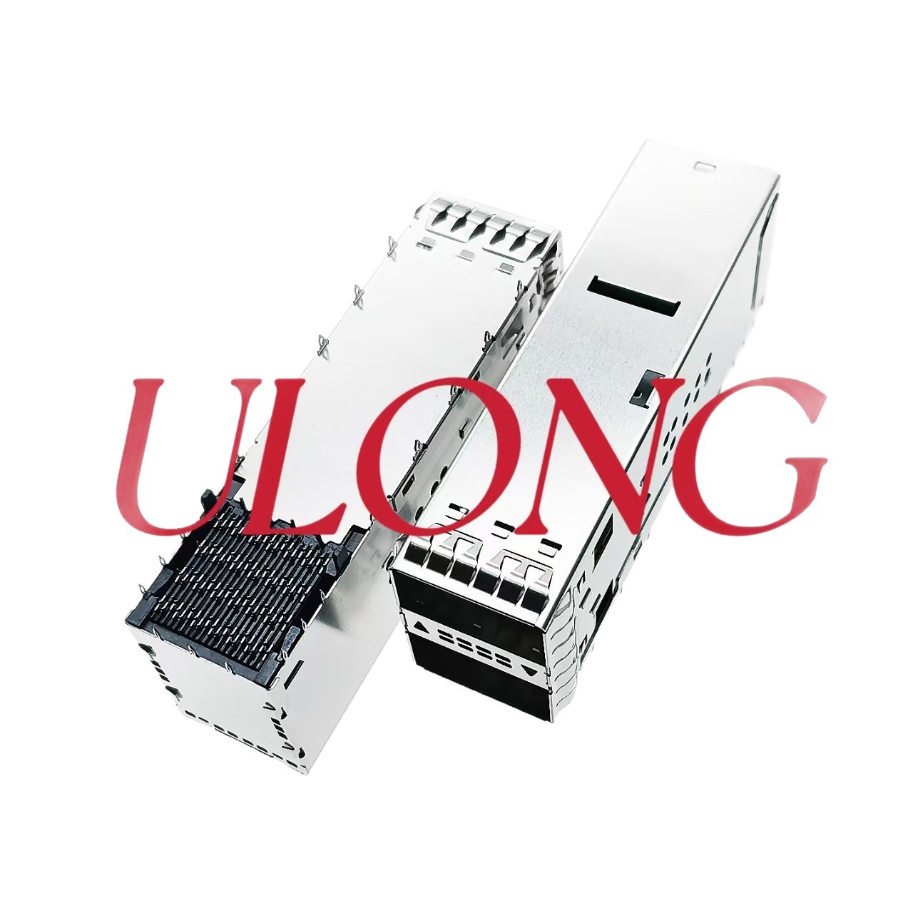 QSFP28-2X1压接100G 不开窗带导光柱