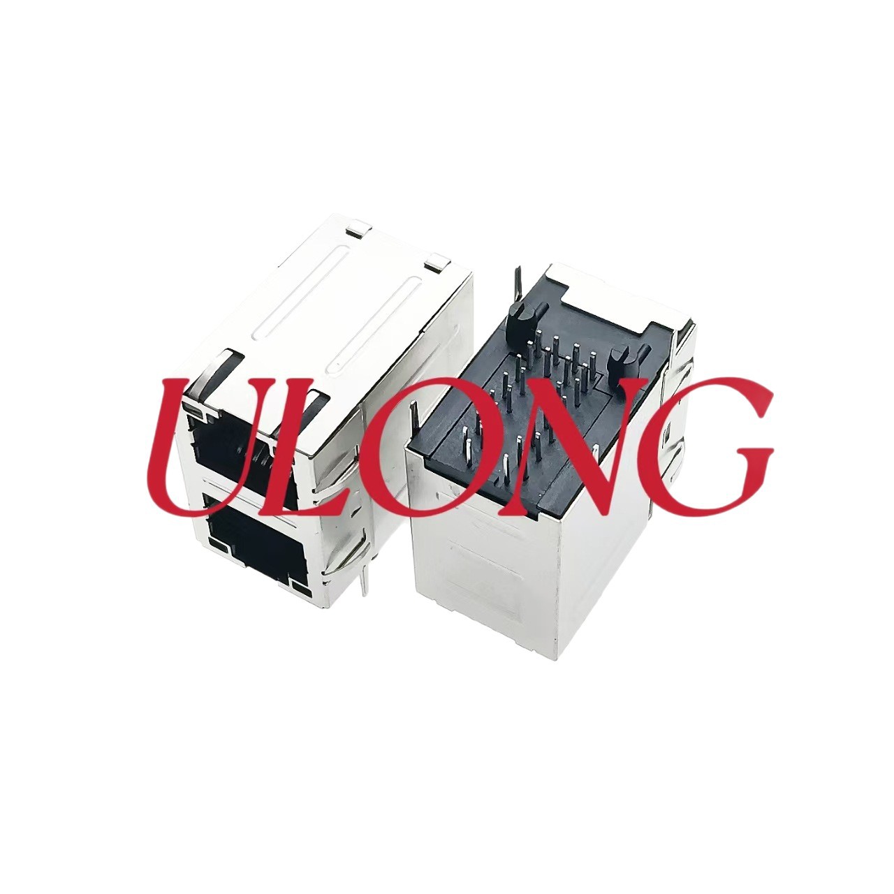 RJ45带滤波器2X1百兆带灯带弹