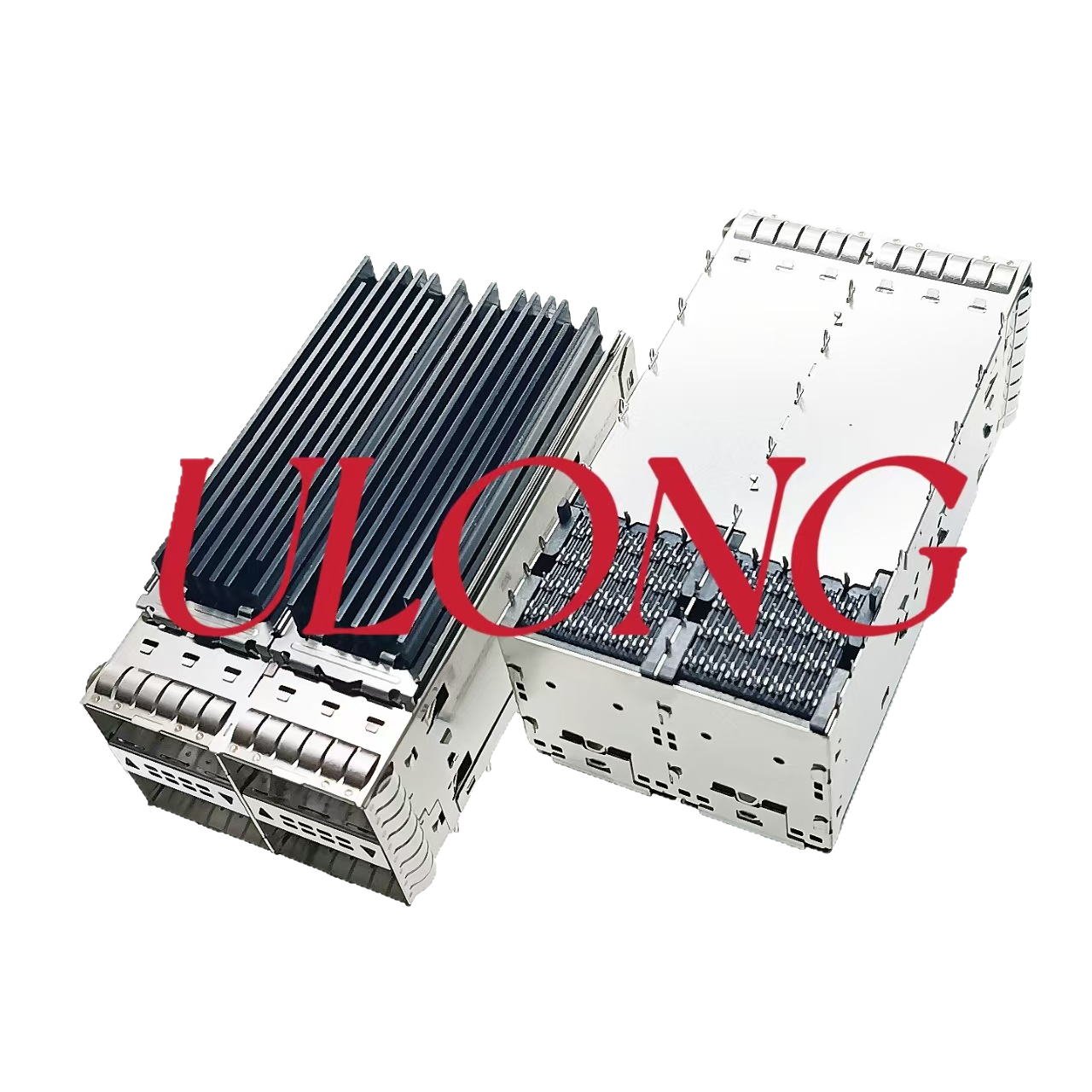 光纤连接器QSFP28 2X2双层带灯带散热片100G