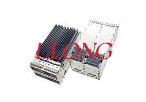 光纤连接器QSFP28 2X2双层带灯带散热片100G