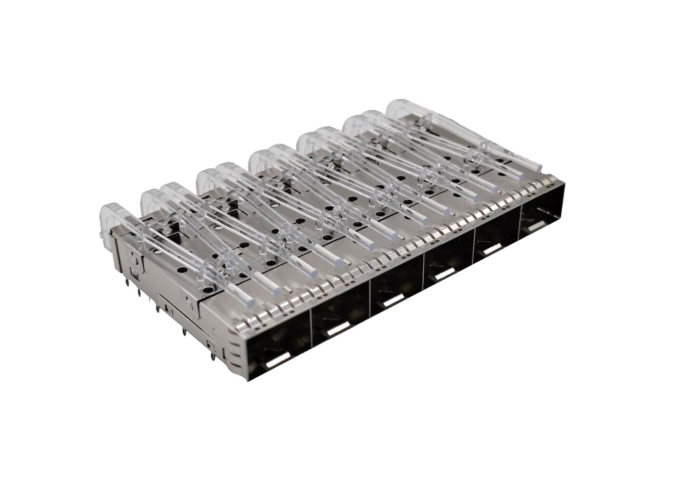 SFP+ 1*6 CAGE压接 带导光柱